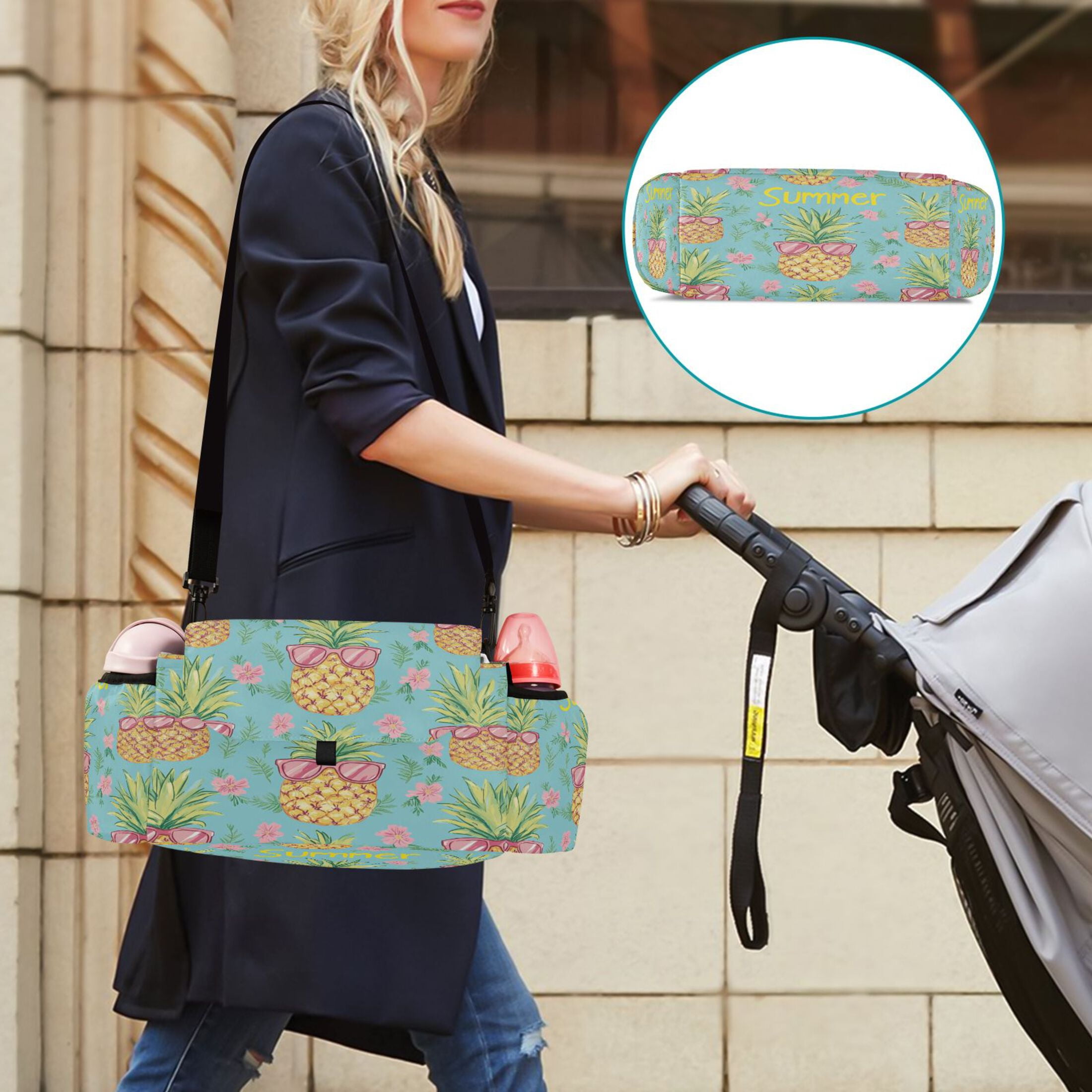 DIXRUYEE Stroller Organizer Pineapple Party Printed