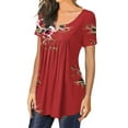 thumbnail image 3 of Skksst Women's Short Sleeve Print Round Neck Causal Top, 3 of 5