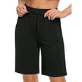 thumbnail image 4 of Cadmus Women's 9'' Bermuda Shorts Casual Loose Comfy Drawstring Athletic Shorts with Pockets,Black,Large, 4 of 7