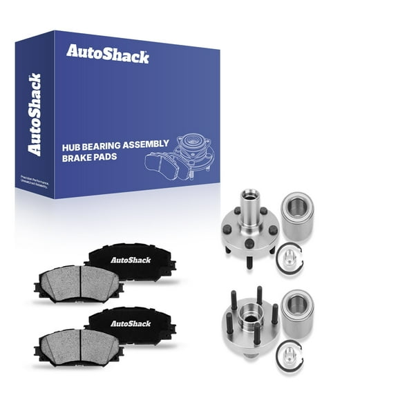 AutoShack Front Ceramic Brake Pads Wheel Hub Bearing Assemblies without ABS | Replacement for 2009-2010 Pontiac Vibe 2009-2018 Toyota Corolla 2009-2013 Toyota Matrix | 6-PC