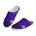 thumbnail image 2 of Daiia Dark Purple Snowflakes Print Women’s Fuzzy Slippers Memory Foam Lightweight House Shoes Cozy Loafer Flannel House Shoes-46/47, 2 of 7