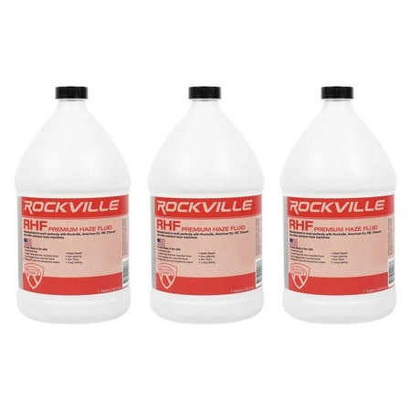 (3) Gallons Rockville RHF Water-Based Haze Machine Fluid Juice No-Clog