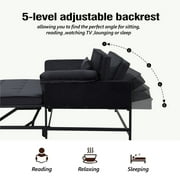 Gewnee 46 Velvet Convertible Sleeper Sofa Bed with Pull-Out Futon Couch for Small Spaces, Apartment & Living Room - Black