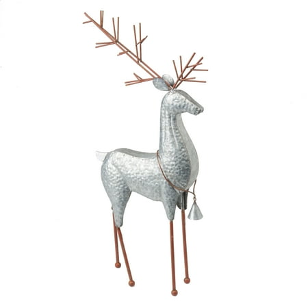 Holiday Time Christmas Silver Deer With Raised Head Decoration