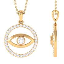 Rosec Jewels Womens Moissanite Evil Eye Pendant, Eternity Pendant Necklace (D-VS1 Grade), 14K Yellow Gold
