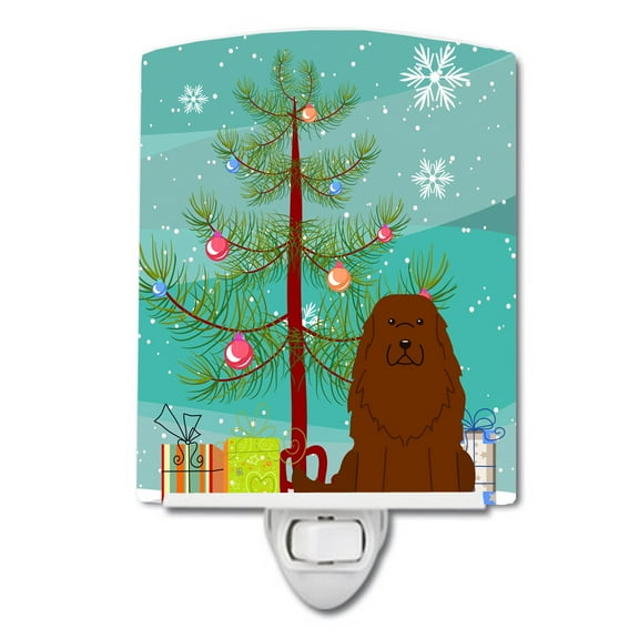 Caroline's Treasures BB4175CNL Merry Christmas Tree Caucasian Shepherd Dog Ceramic Night Light, 6x4x3", multicolor