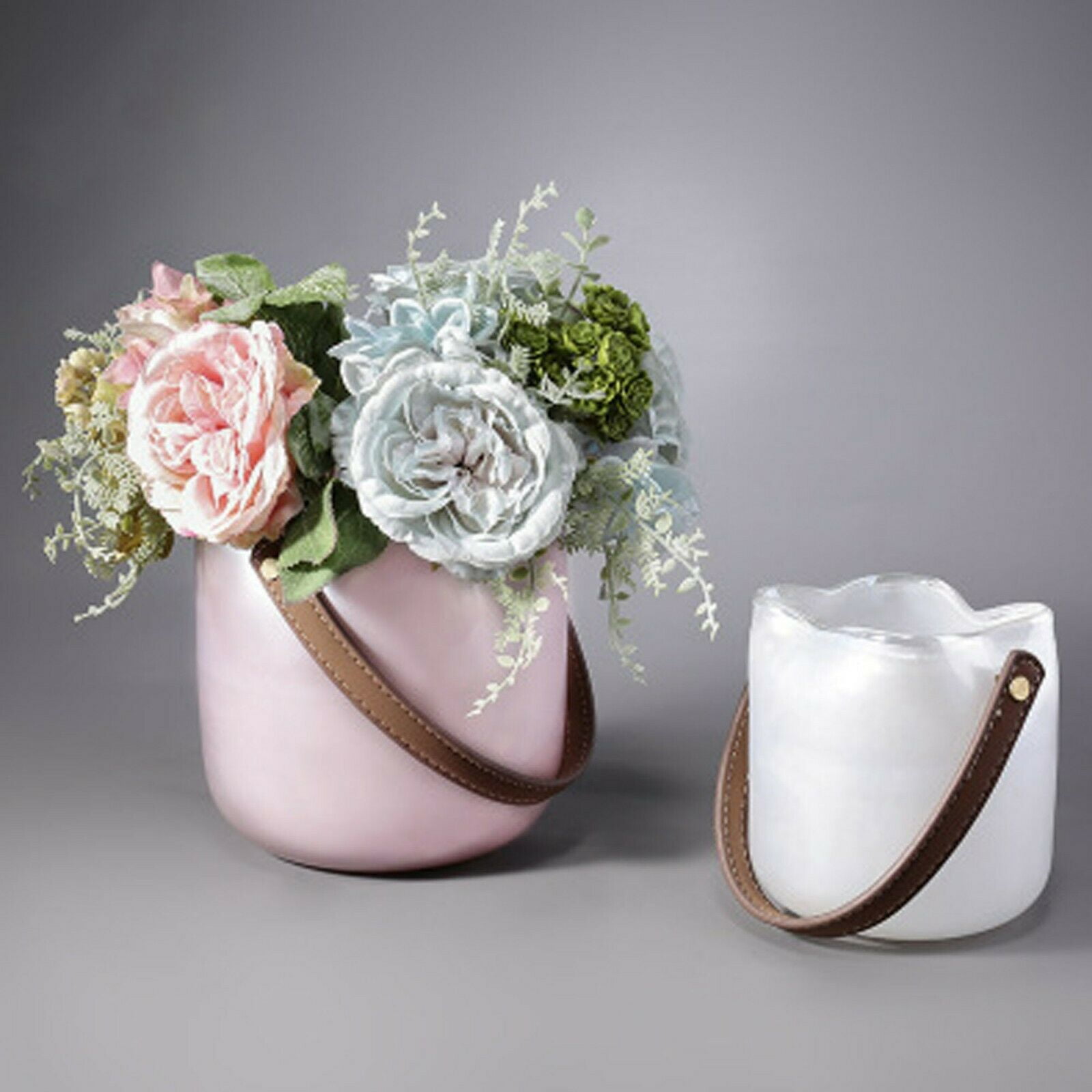 StoneHouse Pink Transparent Shopping Basket Aquatic Glass Vase 