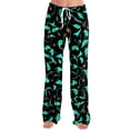 thumbnail image 2 of Garbnen Pajama Pants Halloween Pumpkins Print Women’s Lounge Pants Soft Cute Elastic Waist Fall Winter Wide Leg Sleep Pants for Women Blue XXL, 2 of 7