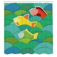 thumbnail image 3 of Ambesonne Nautical Shower Curtain, Sea Marine Waves Funky, 69"Wx75"L, Multicolor, 3 of 5