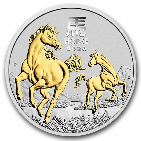 2026 Australia 1 oz Silver Lunar Horse (Gilded, w/ Box)