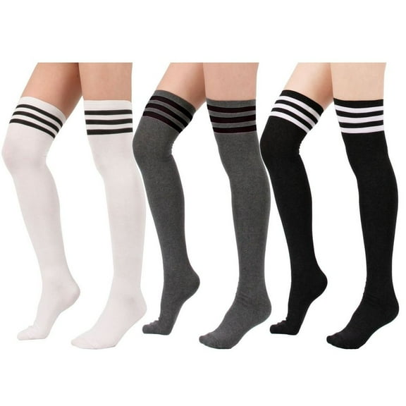 6 Pairs excell Over the Knee Thigh High Referee Socks for Ladies Size 9-11