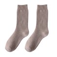 thumbnail image 2 of Opvise Mens Socks 1 Pair Men Socks Wear-resistant Middle Tube Moisture Absorption Good Elastic Thickened Keep Warm Breathable Winter Warm Sleep Bed Floor Home Socks Men Clothing Light Coffee, 2 of 8