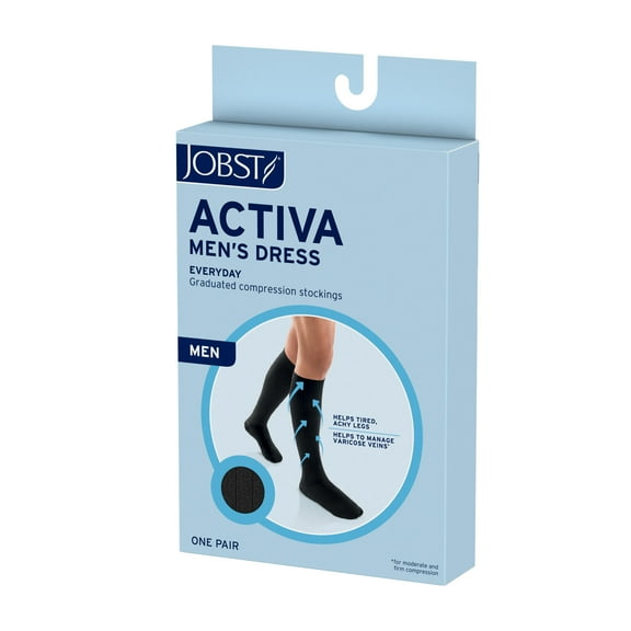 JOBST Activa Men's Dress 8-15 Knee High, Close Toe, X-Large, Black