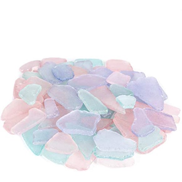 Nautical Crush Trading Sea Glass | Pink Lavender and Aqua Colored Sea Glass Mix | 22 Ounces of Sea Glass for Art Crafts and Decor | Sea Glass Bulk
