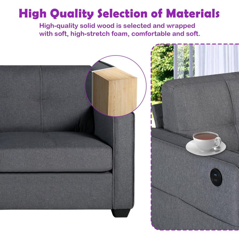 TYBOATLE 85" Modern Sofa With USB Chargers - 3-Seater Cloud Couch For Small Spaces, Apartment & Living Room