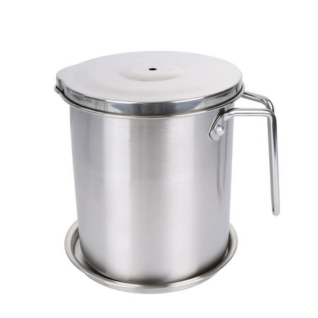 

FRCOLOR 2.2L Grease Container 304 Stainless Steel Cooking Oil Can Mesh Strainer for Home Oil Keeper