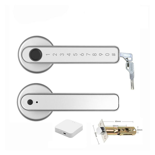 Serrure de Porte, Serrure Biométrique Intelligente à Empreinte Digitale avec Télécommande Compatible Bluetooth et Application Tuya pour Porte Intérieure en Bois et Métal, Facile à Installer