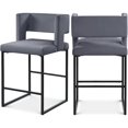 thumbnail image 6 of Maklaine Contemporary Grey Velvet Counter Stool with Black Iron Legs (Set of 4), 6 of 10