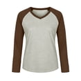 thumbnail image 7 of Women V Neck Raglan Color Block Long Sleeve T-Shirt Loose Relaxed Fit Contrast Sleeve Solid Spliced Casual Basic Top Fashion Versatile Layering Tee for Autumn Winter, 7 of 7