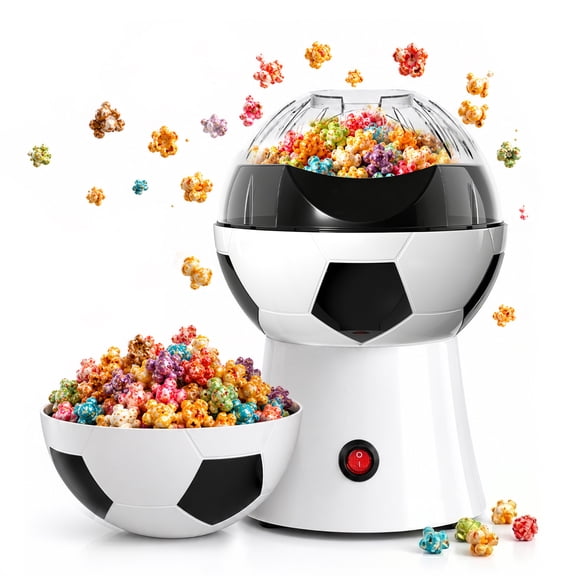 OSTBA Soccer Ball Popcorn Maker, Hot Air Popcorn Machine with Serving Bowl, Oil-Free Healthy Popcorn Popper, 1200W Fast Popping Machine for Movie Nights & Parties