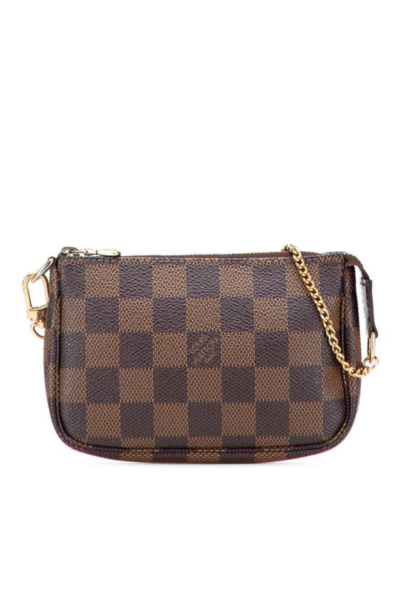Pre-Owned Louis Vuitton Damier Mini Pochette Accessory Pouch Handbag N58009 Brown Leather...