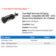 thumbnail image 2 of Front Right Strut and Coil Spring Assembly - Compatible with 2007 - 2012 Nissan Versa Hatchback 1.8L 4-Cylinder 2008 2009 2010 2011, 2 of 2