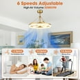 thumbnail image 6 of Parrot Uncle Modern 30" Brass LED Ceiling Fan with Lights, 6-Speed Reversible DC Motor, Dimmable Indoor Ceiling Fan, 6 of 12