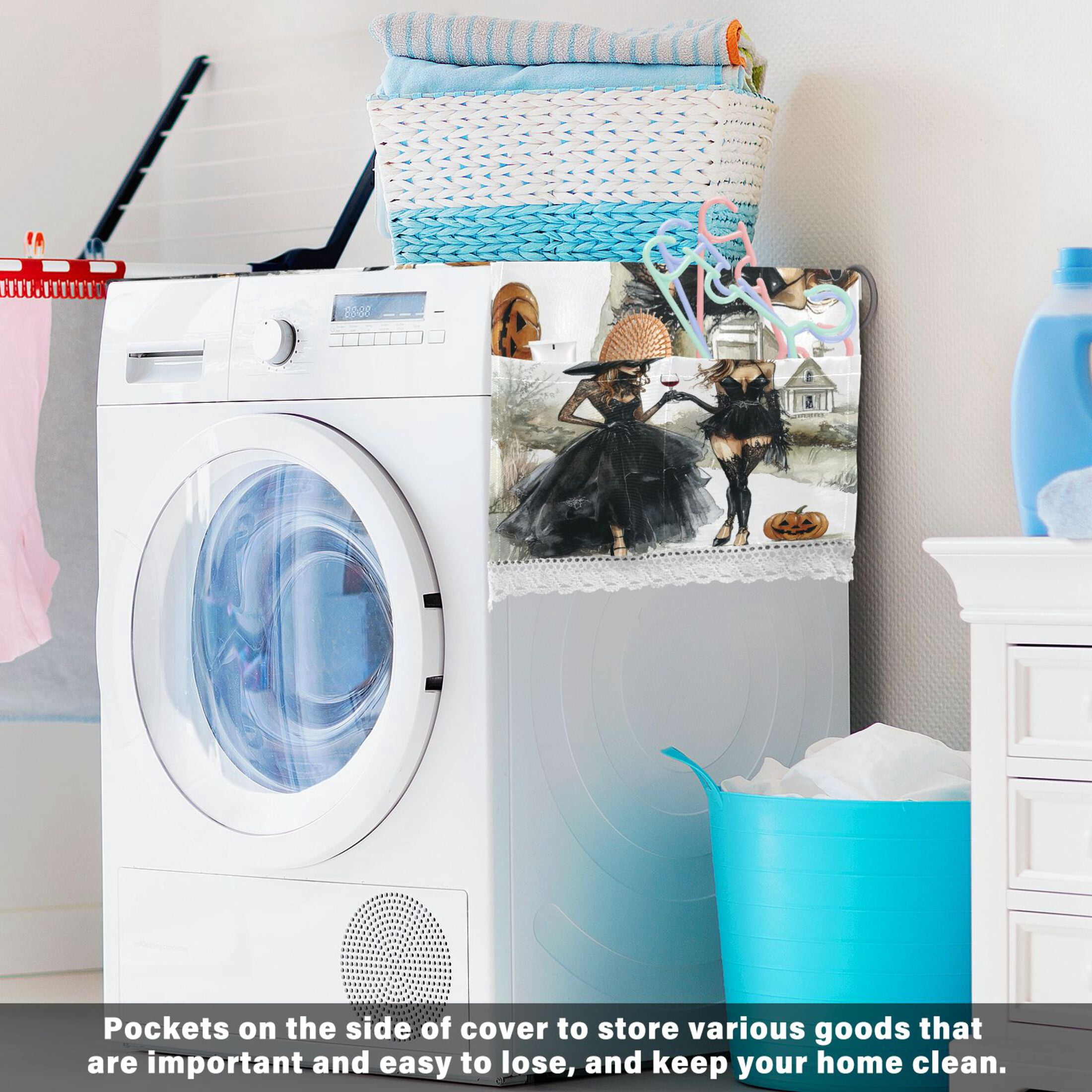 WOBOGO Black Skirt Beauty Washing Machine Cloth Dryer Refrigerator Top Cover Protective Non-Slip Mat For Kitchen Laundry