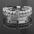 thumbnail image 2 of Luxury Micro Pave Crown Bracelets Roman Royal Charm Mens Bracelets Stainless Steel Crystals Bangles Couple Jewelry Gift, 2 of 8
