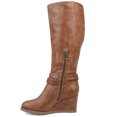 Brinley Co Women's Comfort Strap Riding Boot – Grey, Size 9 Extra Wide Calf | 1 Inch Heel, 14.5 Inch Shaft