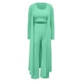 thumbnail image 4 of YUGYXL Women's Tracksuit Winter Autumn Knitted Long-sleeved Blazer Coat Tank Long Pants Three Piece Sets Outfit Mint Green XXL, 4 of 6