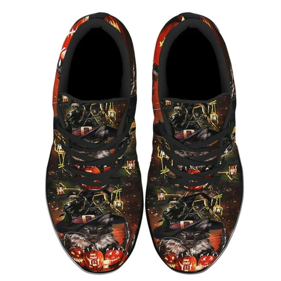 Black Cat Halloween Shoes Women's Fashion Sneakers Tennis Running Shoes for Men Women Black Size 3.5