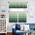 thumbnail image 2 of Geometric Stripes Kitchen Curtains Valances and Tiers Set of 3 Minimalist Sage Green Gradient Pattern Tier Curtains and Valance with Rod Pocket for Small Windows, 27.5"x36", 2 of 9