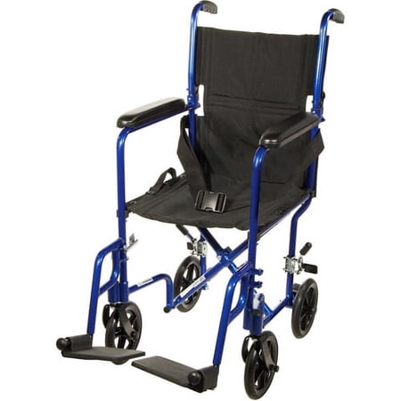 Drive Medical Deluxe Lightweight Aluminum Transport Wheelchair Aluminum, Blue
