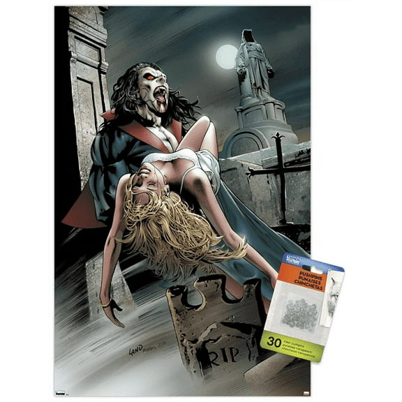 Marvel Movie - Morbius - Graveyard Wall Poster with Push Pins, 14.725" x 22.375"