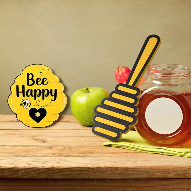 Farmhouse Honey Bee Tiered Tray Sign, Wooden Honey Bee Tiered Tray Sign  Decoration, Bee Sign Kitchen Table Decor, Wooden Honey Sign for Garden  Party Decor, Bee Happy Kitchen Decor 