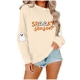 thumbnail image 7 of Womens Halloween Crewneck Sweatshirt Long Sleeve Loose Ghost Shirts Fashion Trendy Pullover Fall Clothes Khaki, L, 7 of 7