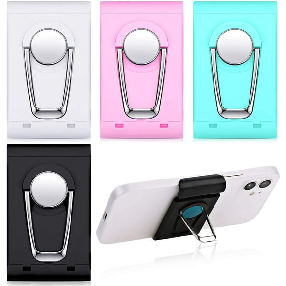4 Pieces Magnetic Slide Phone Grip 360° Rotation Magnet Phone Holder Non-Adhesive Finger Ring Stand Foldable Ring Holder for Phone Tablet, 4 Colors