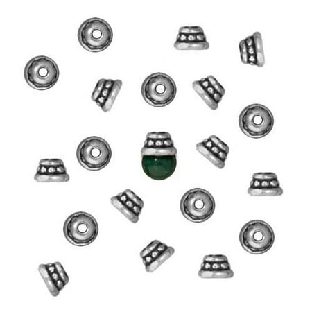 Rhodium Plated Pewter "Beaded" Bead Caps 4mm (20)