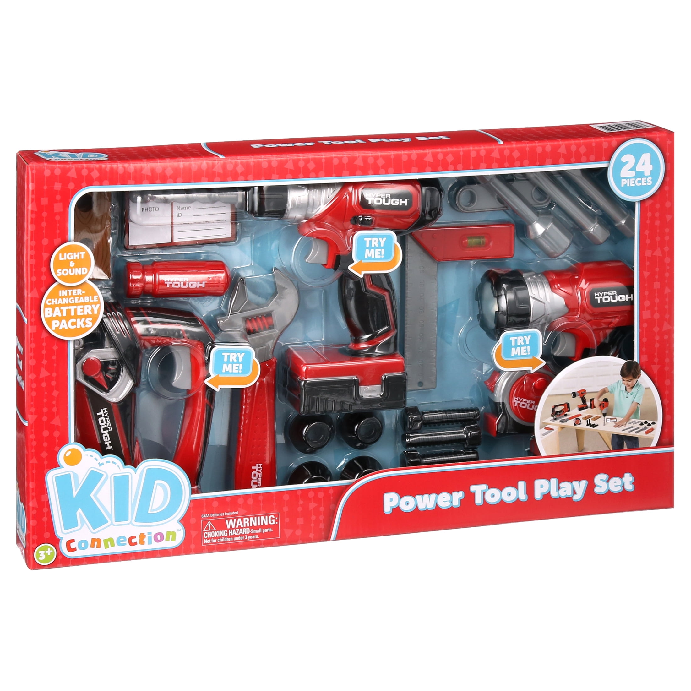 24 Pcs Power Tool Workshop Play Set Toys Pretend Tools Kids Children Battery Toy 