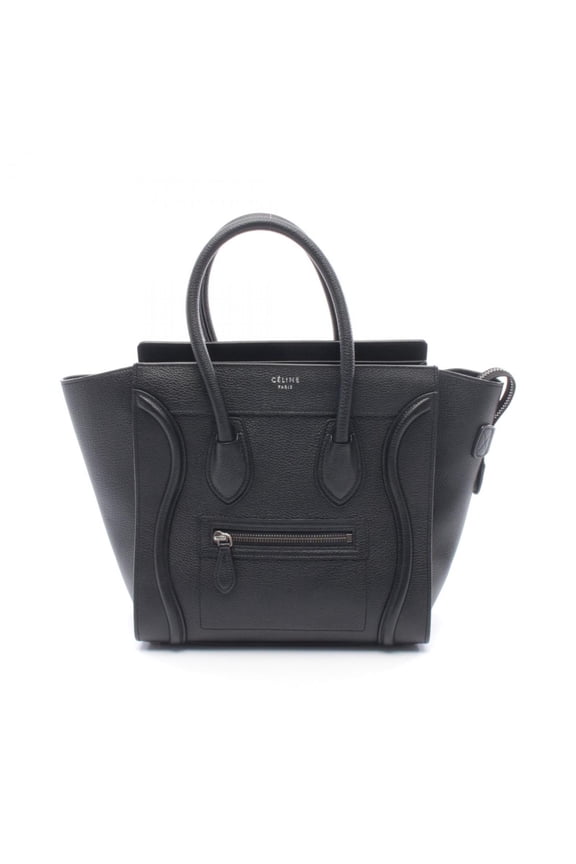 Pre-Owned Celine Luggage Micro Shopper Tote Bag, Leather Handbag, Women's, Black