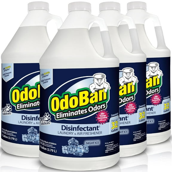 OdoBan Disinfectant Concentrate and Odor Eliminator, 4 Gallons, Night Ice Scent