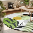 thumbnail image 3 of Round Area Rugs 7Ft, Boho Middle Century Non-Slip Washable Circle Rugs Carpet, Abstract Green Geometric Botanical Indoor Outdoor Rug Floor Mats Throw Runner for Bedroom Living Room Bathroom, 3 of 8