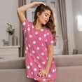 thumbnail image 3 of Logiee Dots On Rose Red Background Print Nightgowns for Women,Soft Short-Sleeved Lightweight Sleepwear, Loose Sleepshirts, 3 of 6
