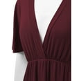 thumbnail image 3 of Made by Johnny Women's Airy Short Sleeve Kimono Style Deep V Neck Dress Top S-3XL Plus Size L WINE, 3 of 3
