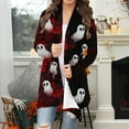 thumbnail image 2 of Kilaqueen Womens Halloween Open Front Cardigan Casual Oversized Funny Pumkin Print Lightweight Thin Coats Cute Spooky Pattern Cardigans Dusters, 2 of 7