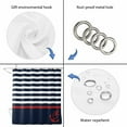 thumbnail image 5 of Anchor Navy Blue Waterproof Fabric Shower Curtain,Red Nautical White Geometric Stripes Waterproof Fabric Shower Curtain for Bathroom Curtains Bathtubs Shower Curtains with 12 Hooks Standard 72x72, 5 of 8
