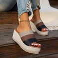 thumbnail image 4 of Dakaela Women's Wedge Sandals 2.76 Inch Platform Espadrille Heels Color Block Open Toe Strappy Slip on Casual Summer Slide Shoes Size 7, 4 of 8