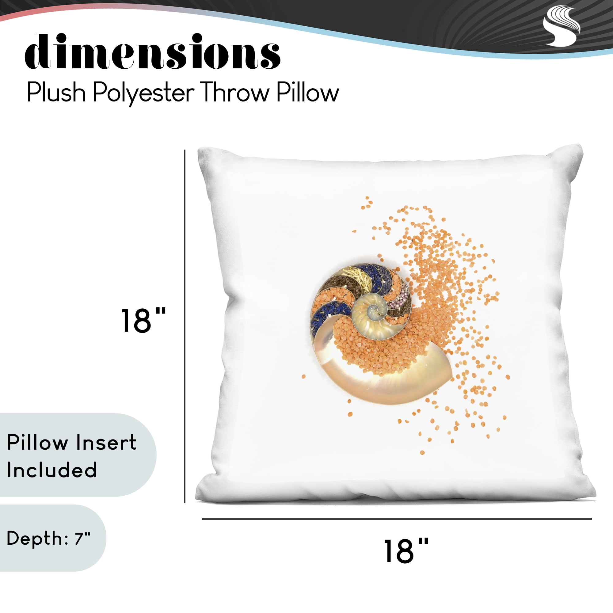 Stupell Industries Orange Nautilus Spiral Decorative Printed Throw Pillow, design by Beth Adoette, 18 x 7 x 18
