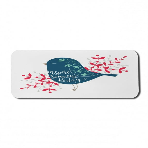 Saying Computer Mouse Pad, Inspire Someone Today Words a Sparrow and Foliage Silhouette, Rectangle Non-Slip Rubber Mousepad Large, 31" x 12" Gaming Size, Mint Green Vermilion, by Ambesonne